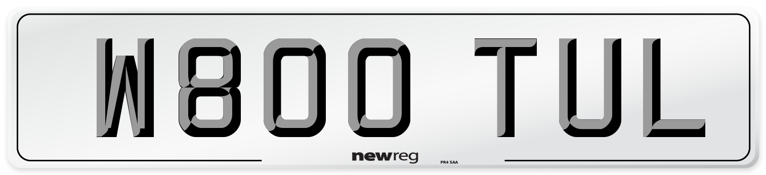 W800 TUL Number Plate from New Reg
